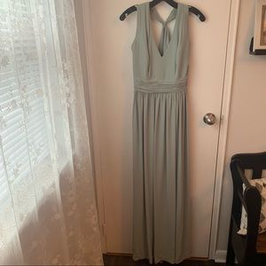 DUSTY SAGE HALTER BRIDESMAID DRESS